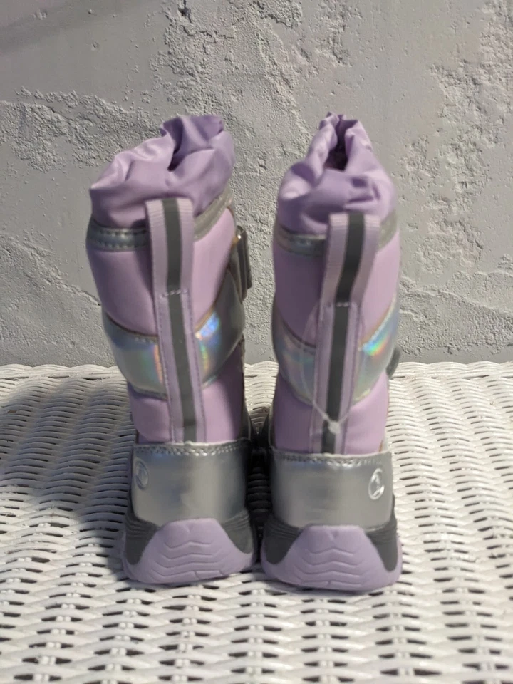 Lands End зимние пухлые снег ботинки Baby фиолетовый переливающийся ребенка ясельного возраста размер 5 новый без ЯРЛЫКОВ - Изображение 3 из 4