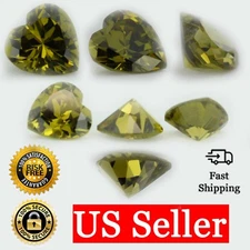 Loose Heart Shape Cut Peridot CZ Stone Single Cubic Zirconia August Birthstone