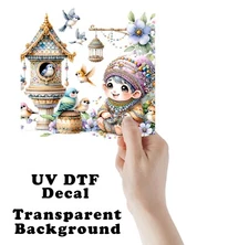 Birds and Gnome UV DTF Transparent Sticker / Decal