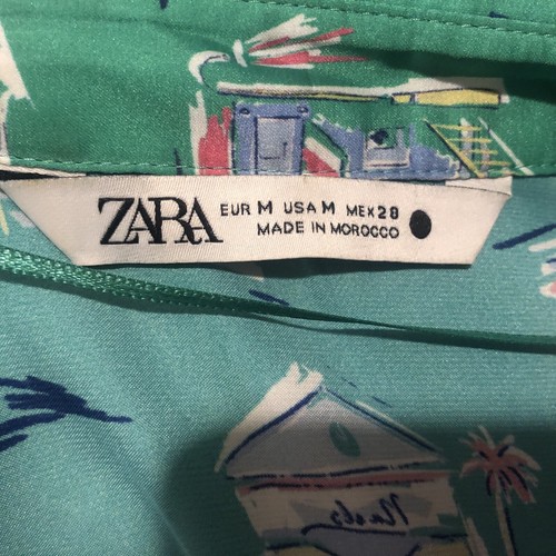 Zara Knotted Print Crop Top Green Sz M - Picture 5 of 6