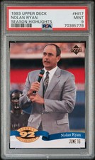 1993 UPPER DECK BASEBALL NOLAN RYAN SEASON HIGHLIGHTS RETIRED #HI17 PSA 9 MINT