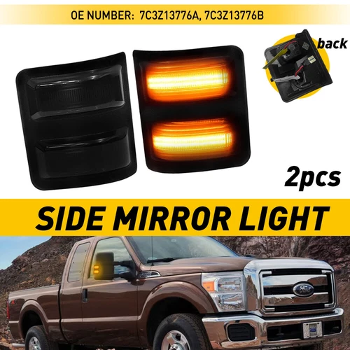 Smoke Amber LED Side Signal Mirror Light For 2008-16 Ford F250 F350 Super Duty