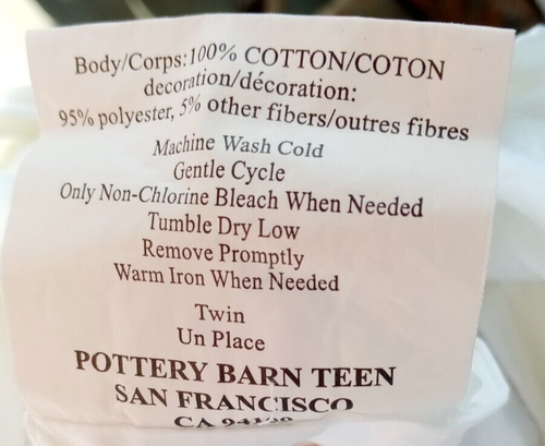 4 pc Pottery Barn Teen ribbons twin duvet/full sheet/pillow shams standard new - Picture 16 of 18