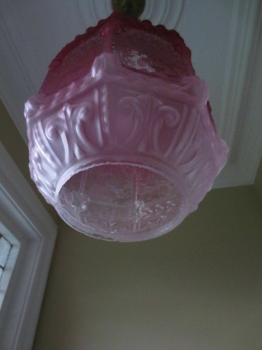 Grand Victorian Cranberry Glass Paraffin Hall Oil Lamp Hanging Light Shade - Picture 6 of 11