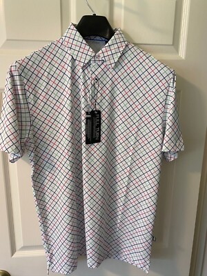 Full Turn Ecotec Golf Polo Checkerboard White Mens Small 66800