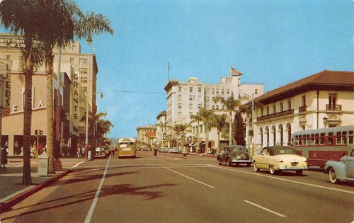 Colorado Street Scene PASADENA, CA Los Angeles County 1956 Vintage Postcard - 第 1/2 張圖片
