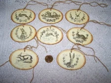 8~Easter~Spring~Hare~Bunnies~Le Lapin~Linen Cardstock~Gift~Hang~Tags~Ornaments