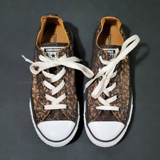 Girl's Converse All Star 640469F Brown Shimmer Cheetah Print Shoes Size 3 Low