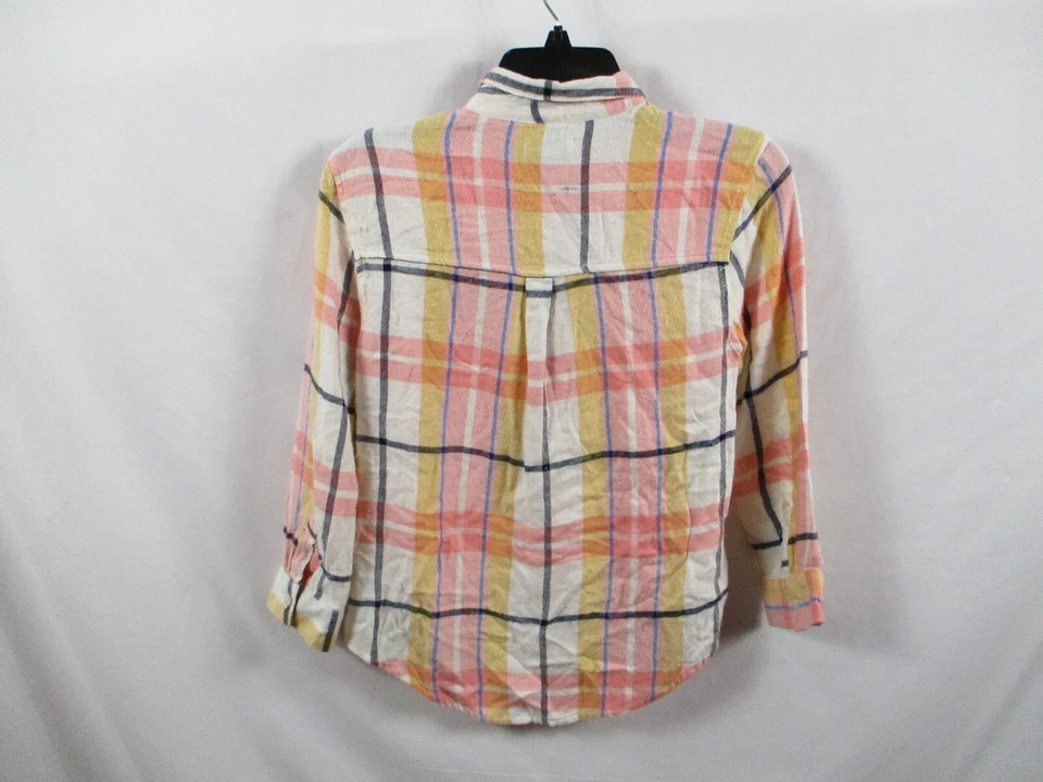 Camisa masculina Old Navy grande 10-12 xadrez amarela manga comprida colarinho rosa - Imagem 4 de 4
