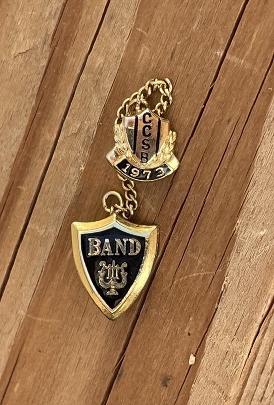 Rare 1973 School Charm Brooch Chain Band Pin CCSB City College Or Catholic