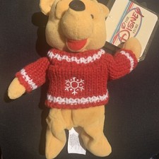 Vintage Disney Winnie the Pooh Winter Sweater Bean Plush Snowflake