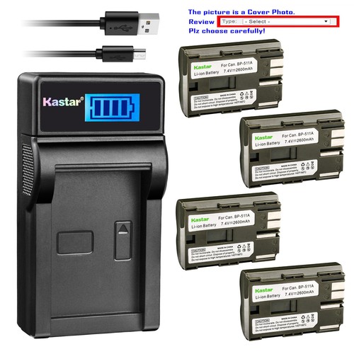Kastar Battery LCD USB Charger for Canon BP511 CG580 & Optura 200MC