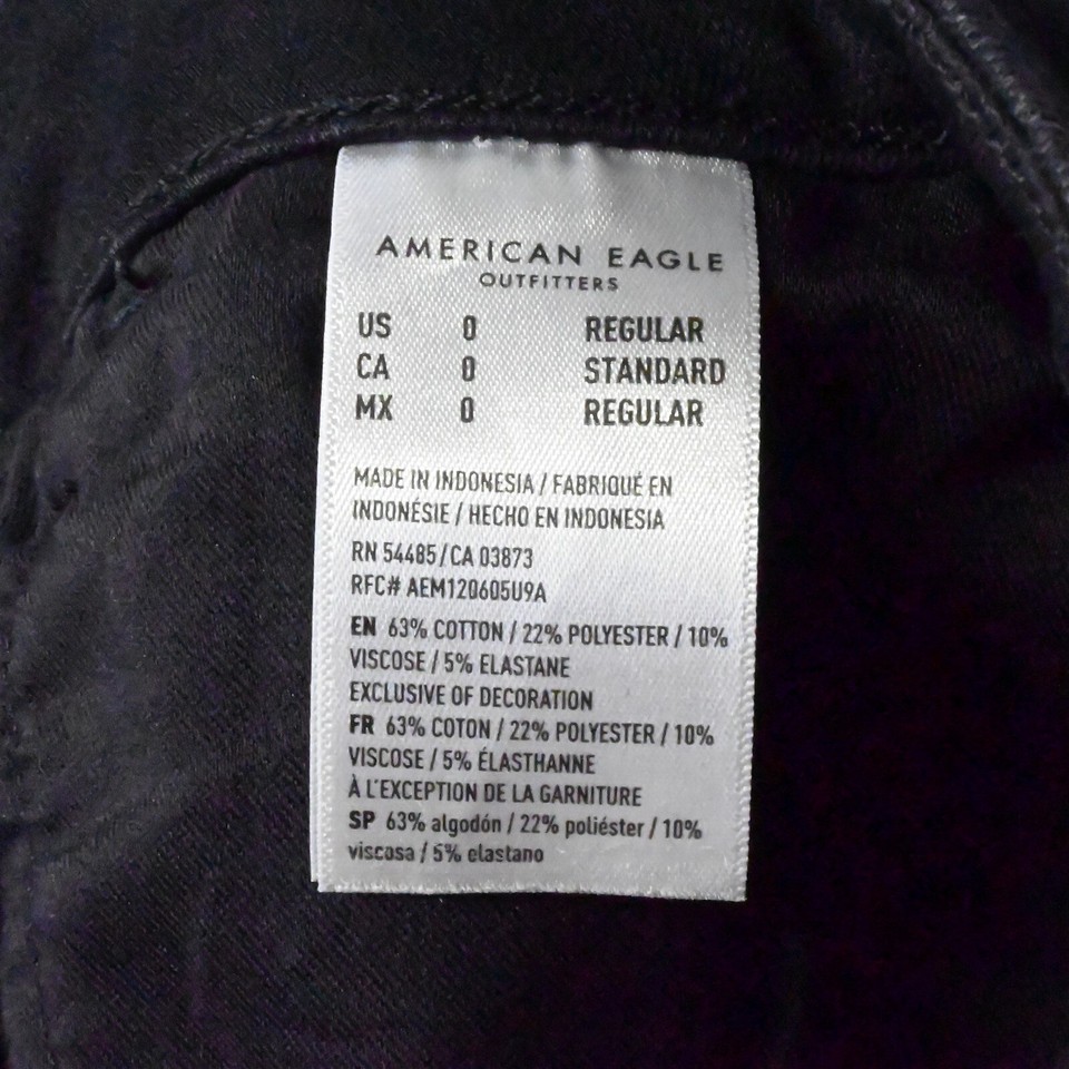 American Eagle 0 Hi Rise Jegging Black Dream Stretch Denim Womens Jeans