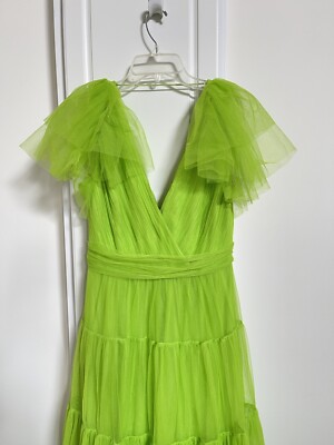 ML MONIQUE LHUILLIER FLUTTER SLEEVE TIERED TULLE GOWN $595 | eBay