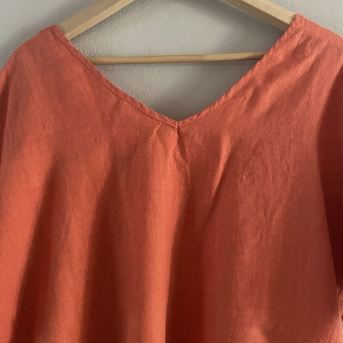 Filosofia Women’s 100% Linen Dress Spice Orange Double V-neck Pockets Size XS - Picture 4 of 13