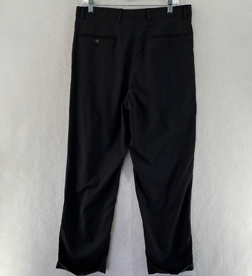 Woolmark Pants Mens Sz 32 Black Midrise Cuffed Straight Leg Woolmark Pants Mens Sz 32 Black Midrise Cuffed Straight Leg