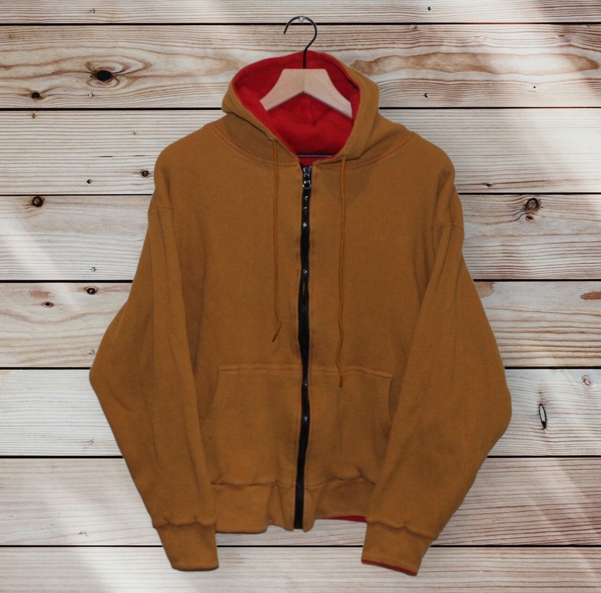 Vintage Cropped Reversible Waffle Print Full Zip Hoodie | eBay