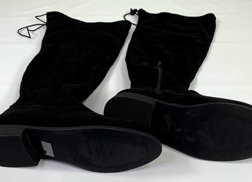 Wild Diva Lounge Black Suede Oksana 116W Over The Knee Boots Size 8.5 Tie Back - Picture 4 of 8