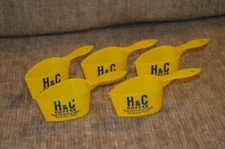 Lot of 5 Vintage H & C Coffee Yellow Plastic Short Handle Measuring Cup/Scoops