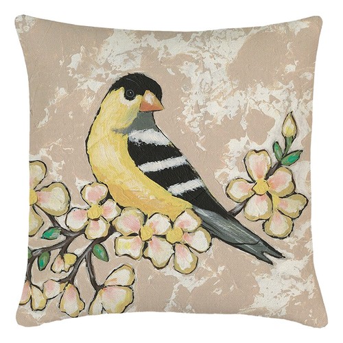 18x18 Inch Spring Vintage Bird Flower Linen Throw Pillow Cover Sofa Cushion Case - Picture 20 of 27