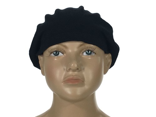 Kids Laulhere 100% Cotton Soft Beret Style Hat Belza Black France 6 1/8- 6 1/4 - Picture 3 of 6