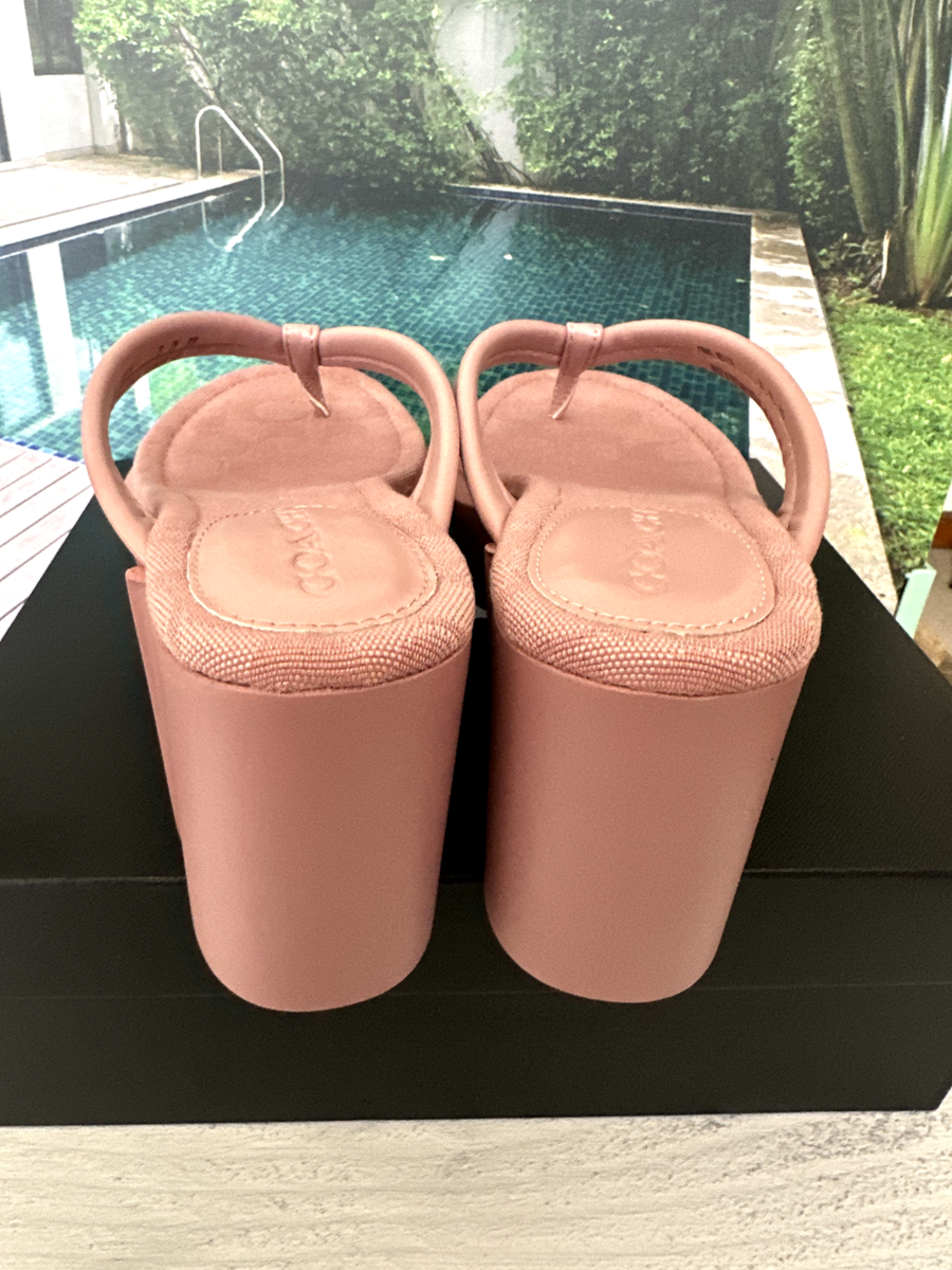 【COACH】ブリアナ フリップフロップ BN Coach Franki Flip Flop In Signature Jacquard Light Rose