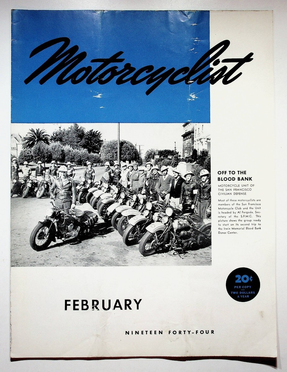 1944 February Motorcyclist Motorcycle Magazine Harley
