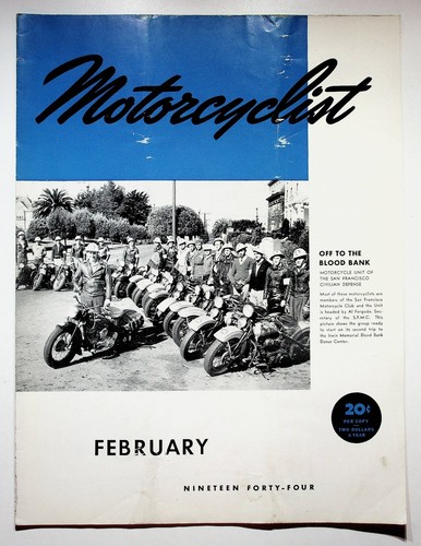 1944 February Motorcyclist Motorcycle Magazine Harley-Davidson Indian WWII - Bild 1 von 10