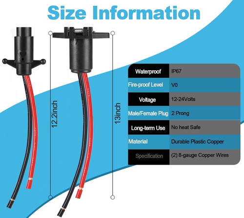 Waterproof 8 Gauge Trolling Motor Plug 12V-24V, Quick Connect for Minn Kota - Picture 5 of 12