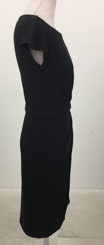M&S Women's Dress Size 8 Black Stretch Lined Wrap Over Used F1 - Picture 4 of 10