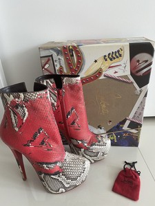 snakeskin platform booties