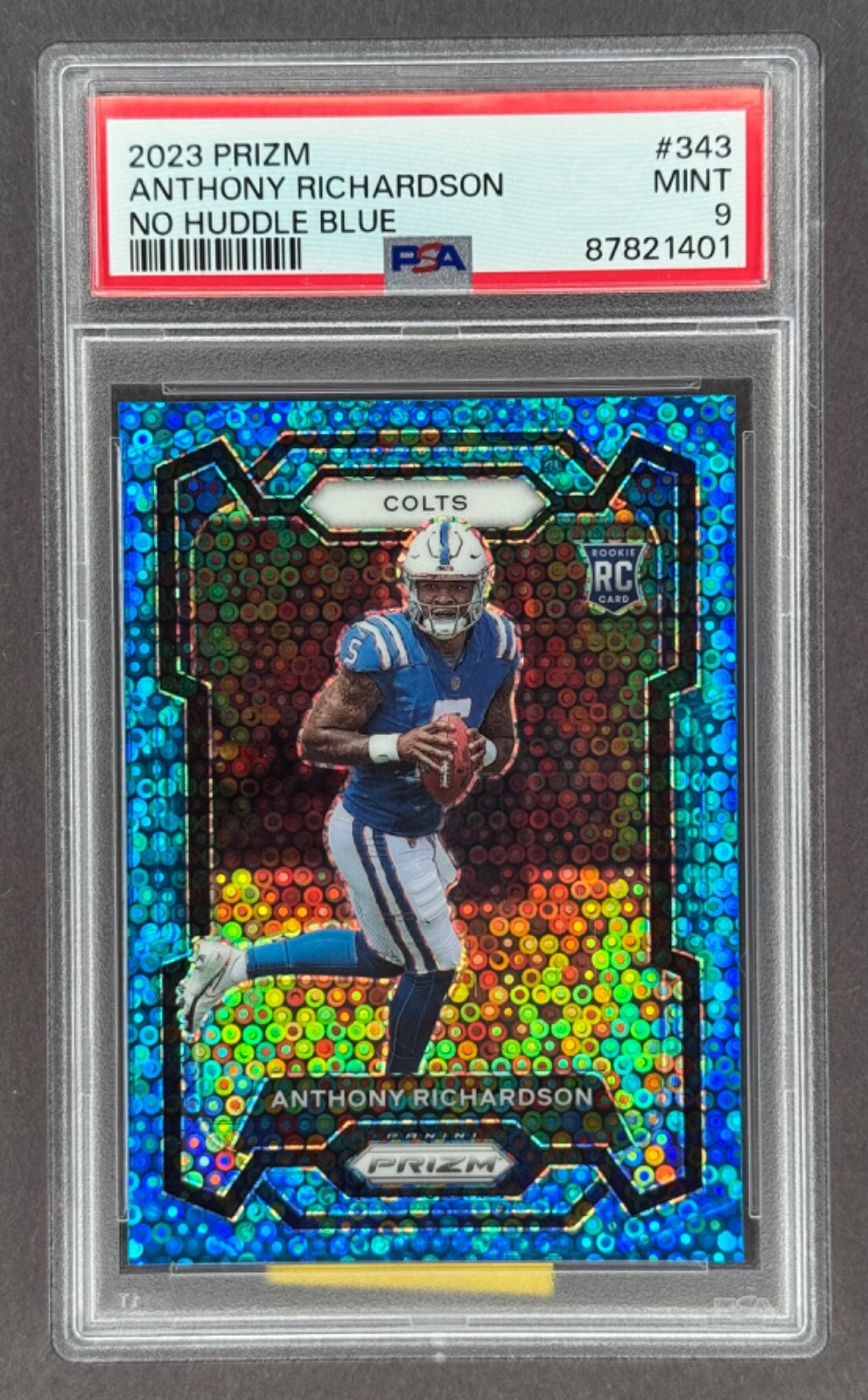 Anthony Richardson 2023 Prizm #343 No Huddle Blue /95 PSA 9 Rookie Colts