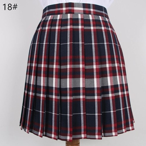 Japanese School Dresses Plaid Pleated Skirt Student Cosplay Grid Skirt Uniforms - Picture 20 of 39