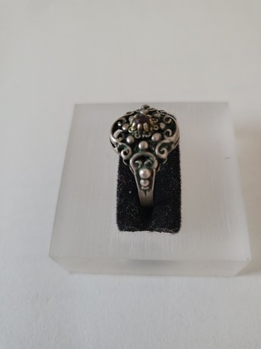 Jugendstil 835er Silber Ring 1x Granat Trachtenschmuck Meisterpunze - Bild 3 von 4