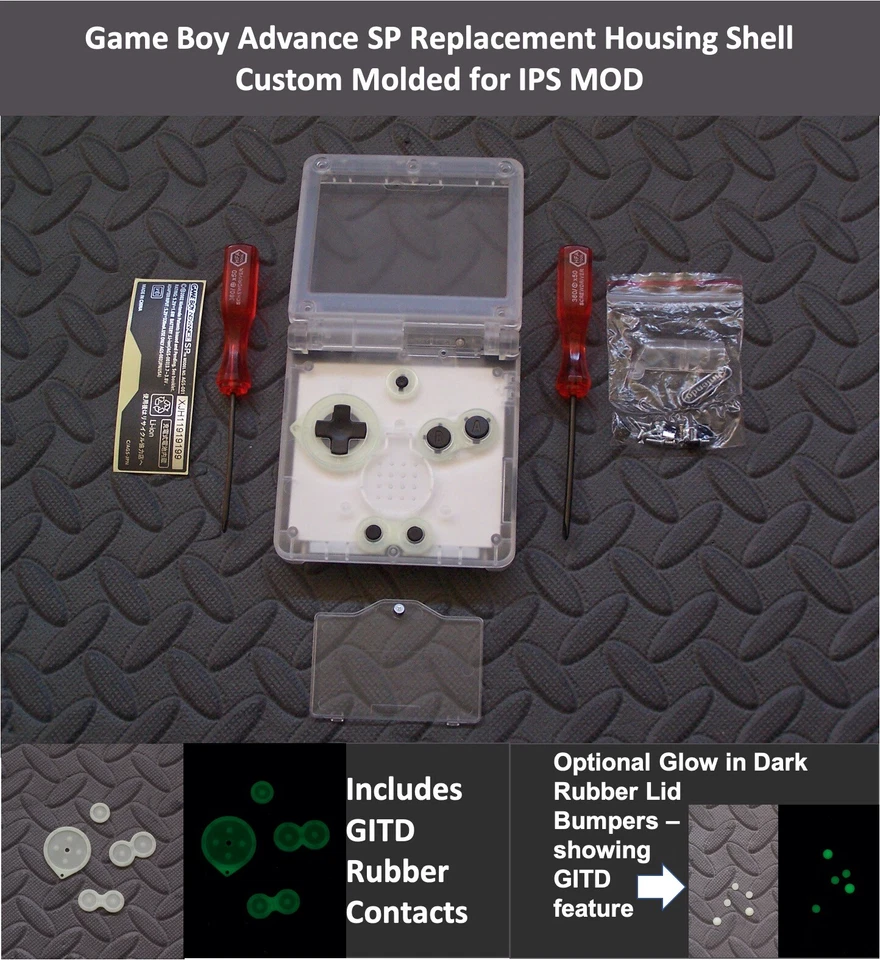 GameBoy Advance SP Replacement Housing Shell CLEAR custom molded for IPS - Image 2 of 4
