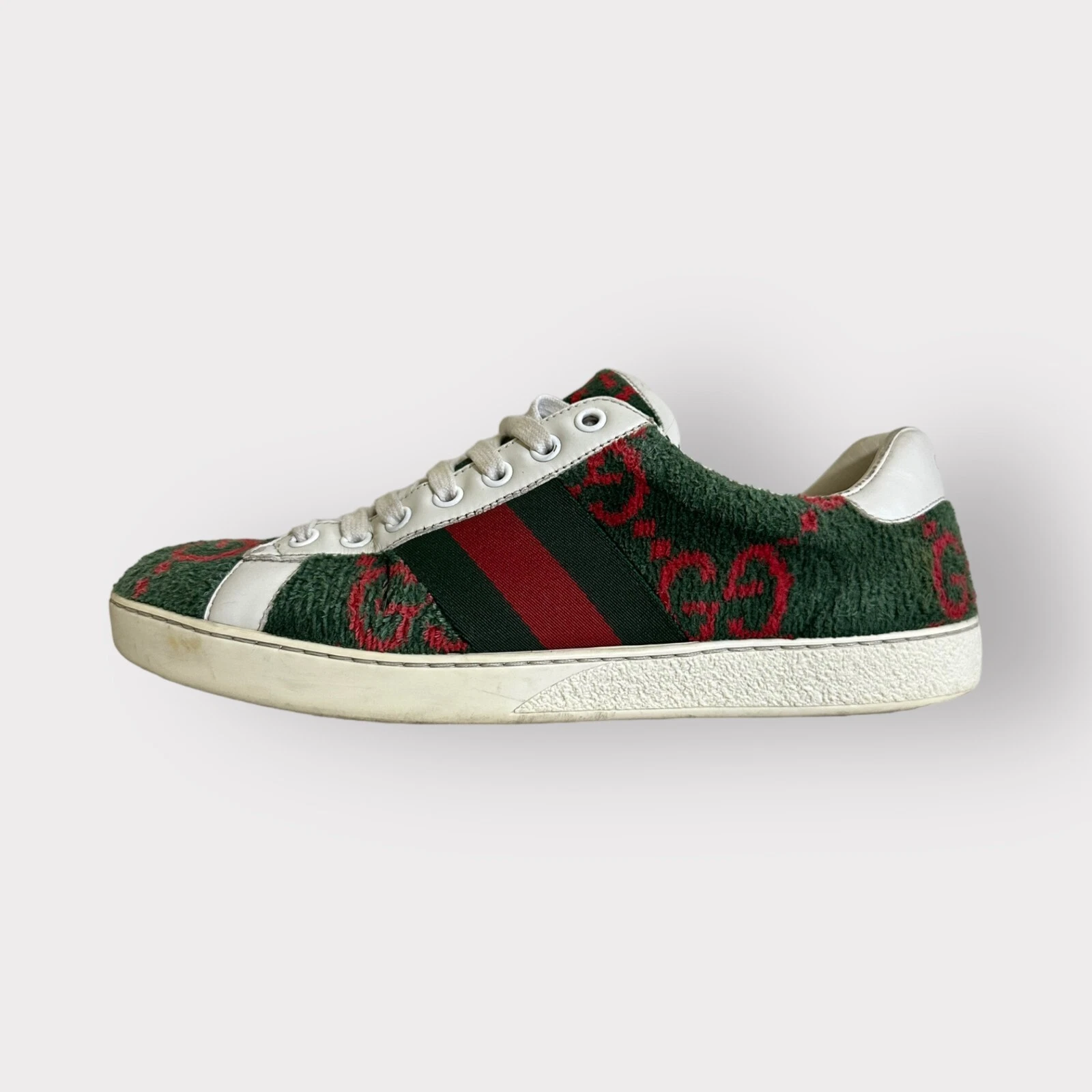 Baskets authentiques Gucci Ace monogramme vert et rouge taille 6,5 US