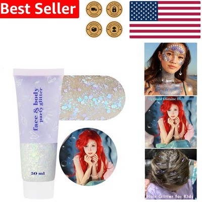 Glitter Gel Iridescent White Holographic Chameleon Face Body Hair Festival Ma...