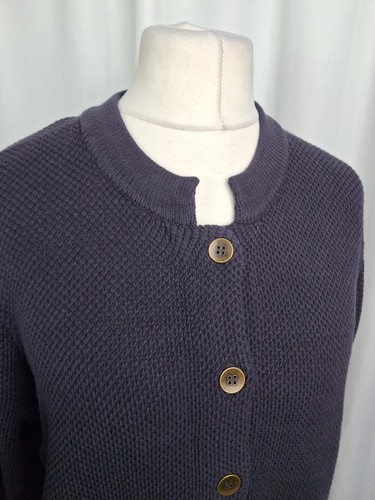 M&S Per Una Women's Chunky Cardigan Navy Blue Pockets Collared UK20 NWT C4170 - Picture 6 of 9