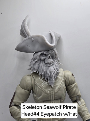 3d Printed SEAWOLF SKELETON PIRATE HEAD#4  1:12 6'' Classified Legends SCALE