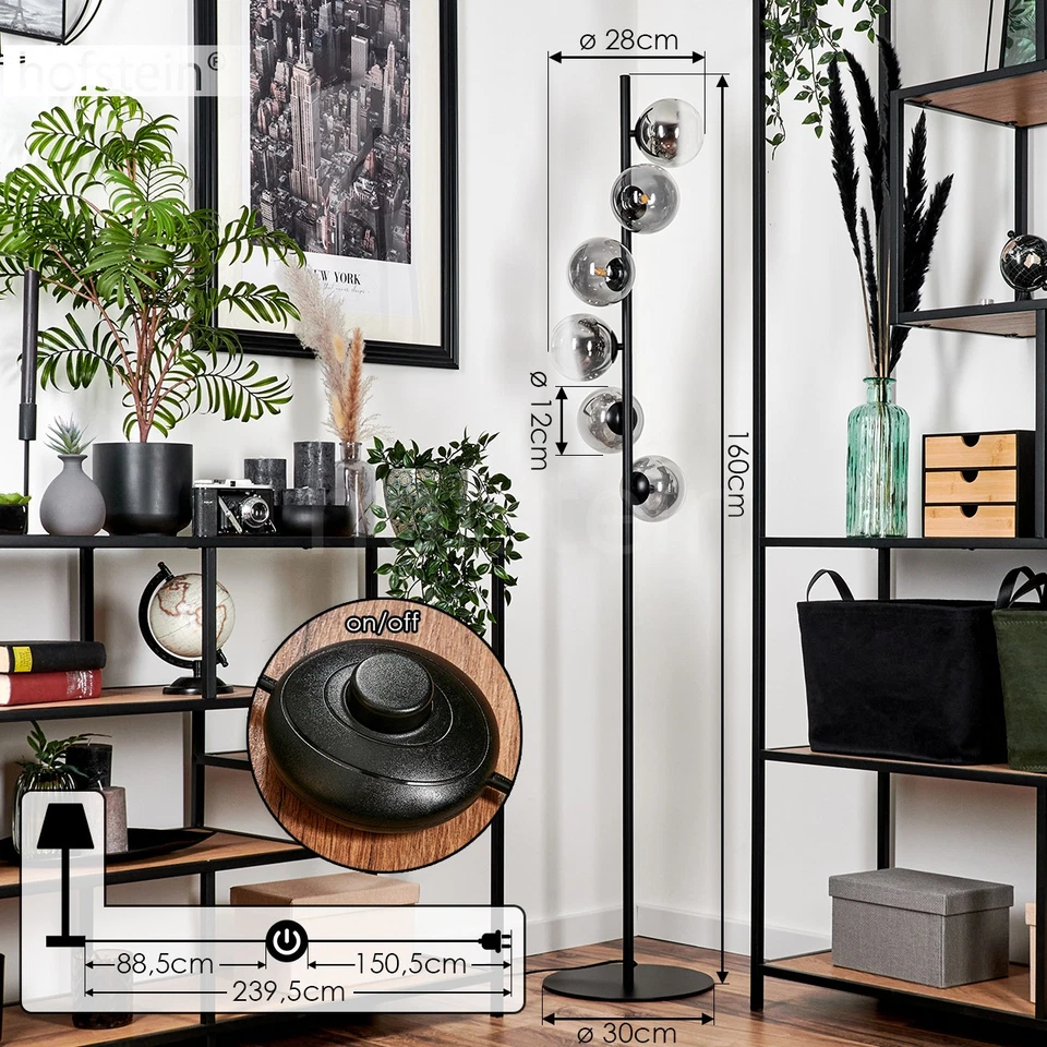 Hofstein Garaguso Floor Lamp Metal/Glass Black/Smoke/Clear Floor Lamp - Image 4 of 4