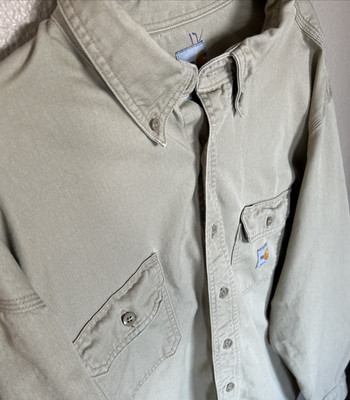 Carhartt FR Men's 3XLarge Tan Long Sleeve Button Down CAT 2- 2112 FRS160KHI