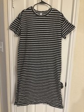 Old Navy Knit Pullover Shirt Dress Women's SP Petite Black White Striped Large