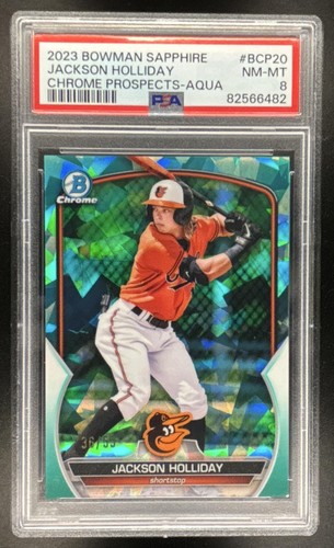 2023 Bowman Sapphire #BCP-20 Jackson Holliday Chrome Aqua #/55 PSA 8 NM - MINT