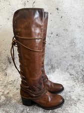Freebird by Steven Coal Brown Leather Tall Lace Harness Boots Women&rsquo;s 10