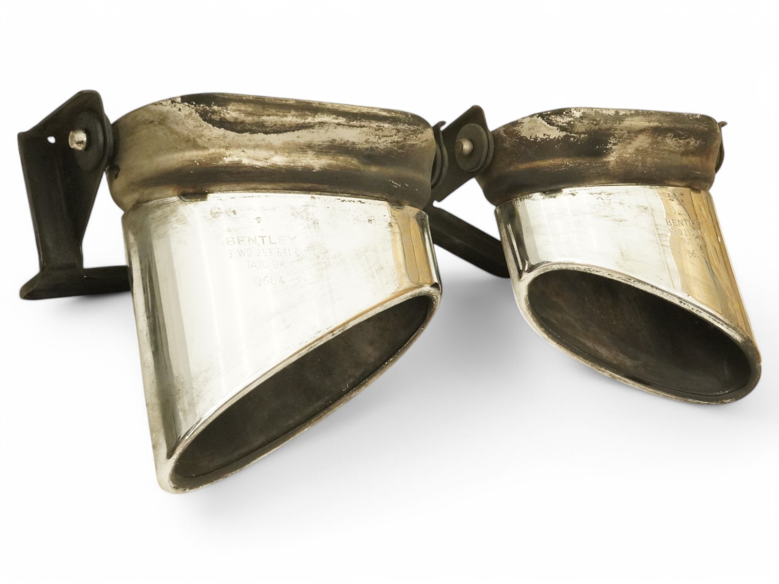 03-12 Bentley Continental GT Exhaust Muffler Tips Pipe Rear Left Right Set Of 2