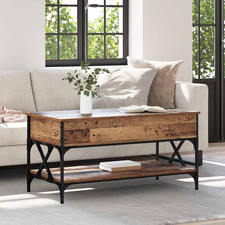 Coffee Table Old Wood Engineered Wood 100x50x50 cm Lift-Top Metal Frame Rustic!