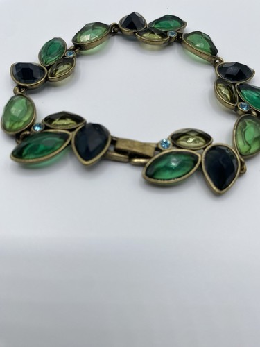 Liz Claiborne Villager Green Stone Bracelet Gold/ Bronze Toned Blue Green - Picture 4 of 7