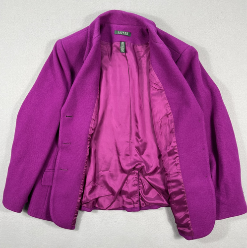 Lauren Ralph Lauren Blazer Womens 18W Purple Wool Blend Classic Lined Jacket - Picture 6 of 10