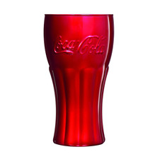 127878 COCA COLA COKE 270ML RED MIRROR CONTOUR GLASS - SINGLE GLASS