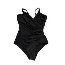 Miraclesuit Womens One Piece Slimming Ruched Twist Swimsuit Size 14 Black